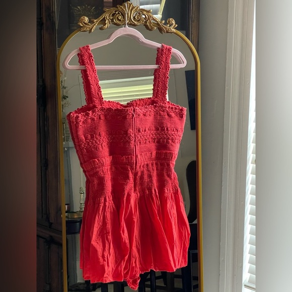 Sea New York 100% Cotton Red Orange Camila Pleating Romper - Picture 15 of 15